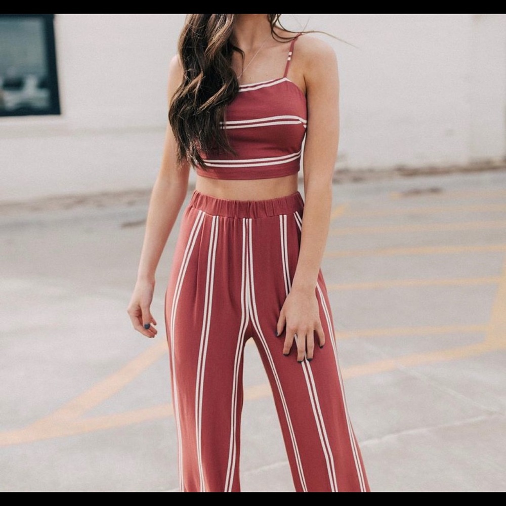 Two piece striped jumpsuit